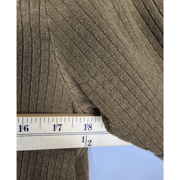 Zara Men's Olive Green Ribbed‎ Knit Short Sleeve Button Up Collar Polo Shirt M - Picture 4 of 7